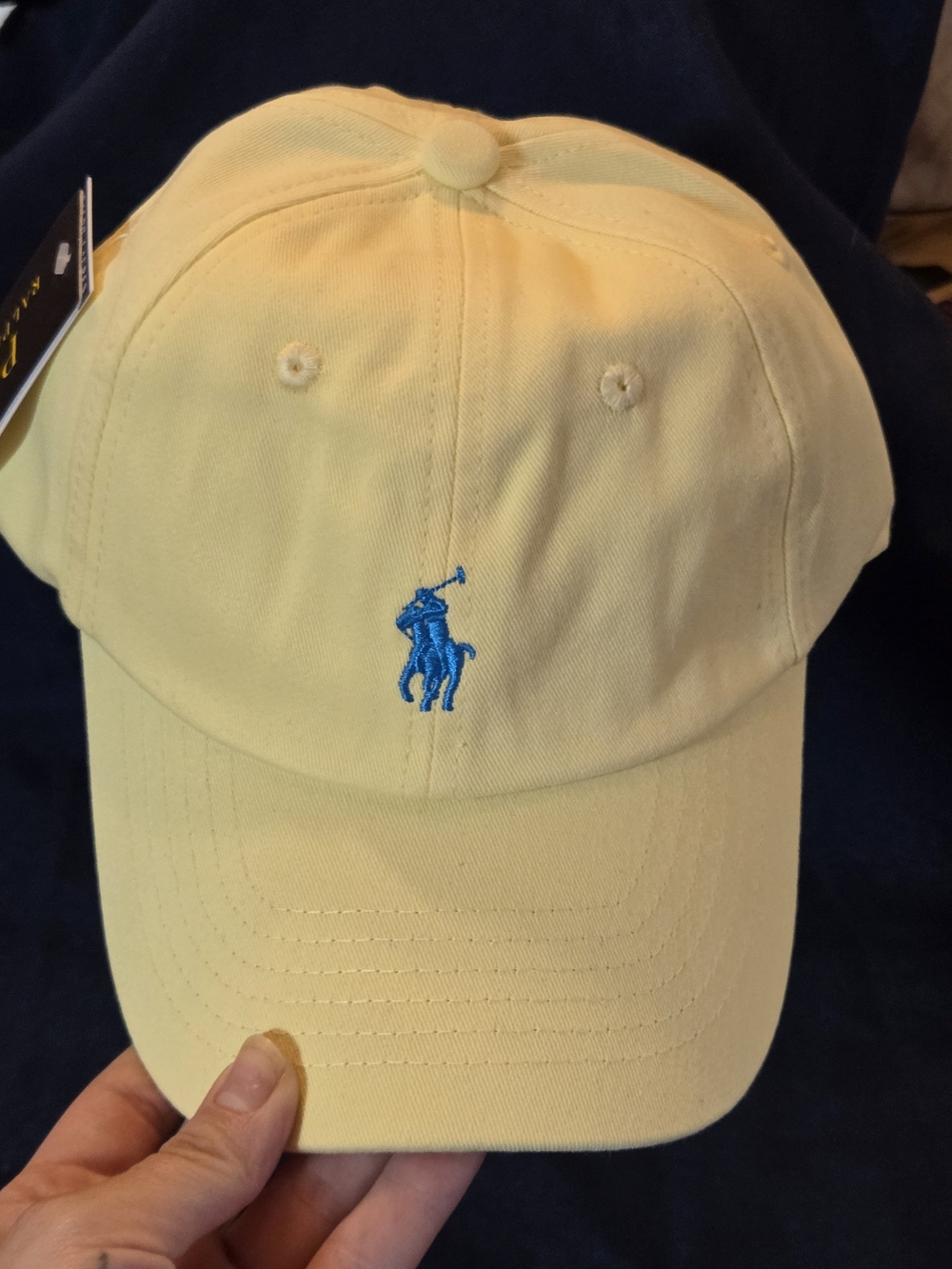 Polo Ralph Lauren Yellow Baseball Cap with Blue Pony Logo - Picture 2 of 5